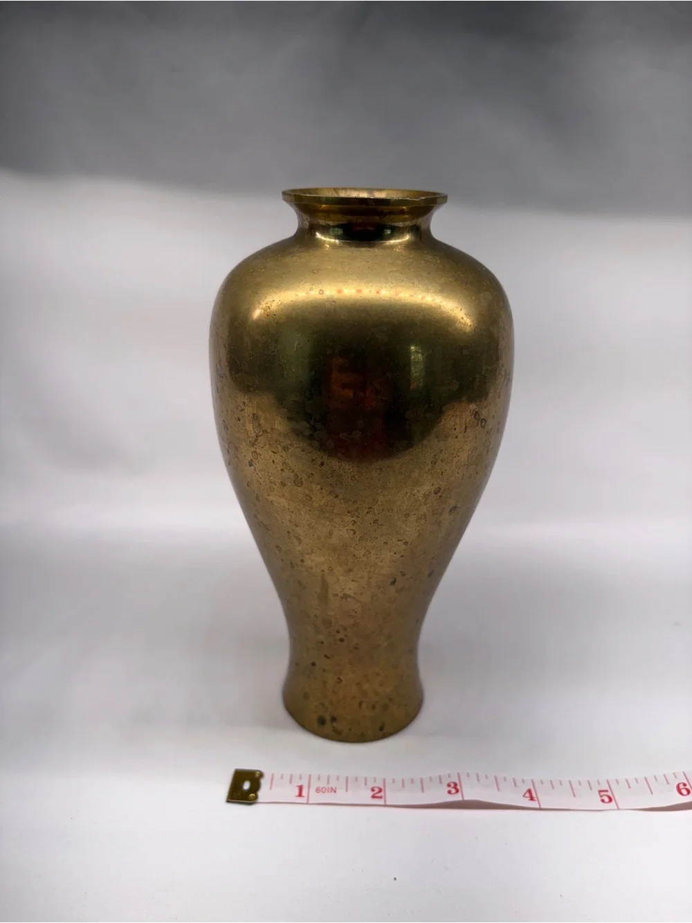Vintage Solid Brass Urn Vase MCM BoHo Baluster Vessel 7”
